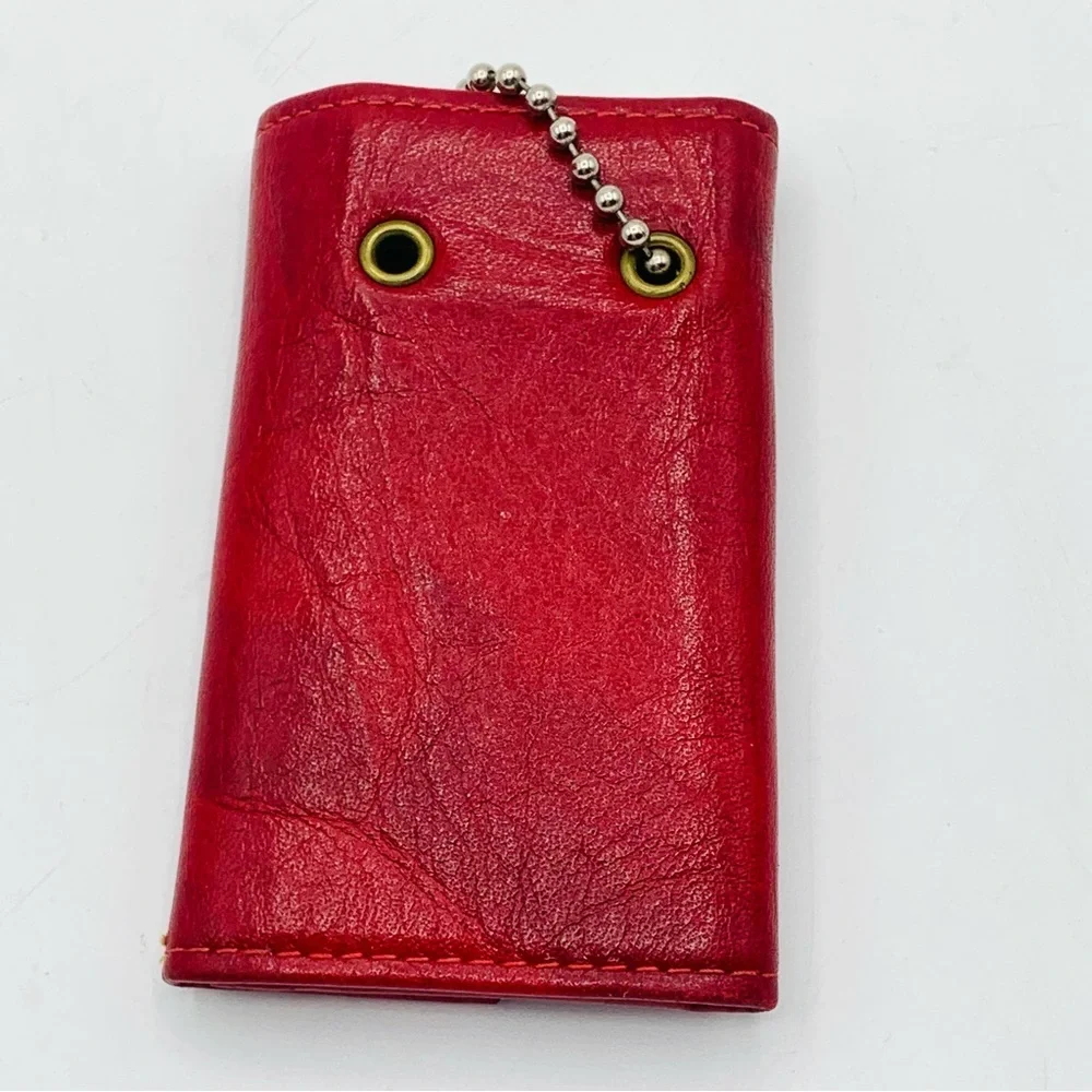Vintage St. Thomas Red Leather Key Case Cowhide Leather  5-Hook Holder